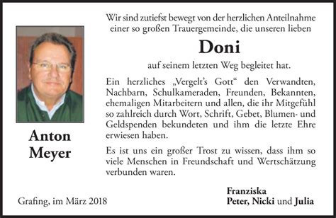 Traueranzeigen Von Anton Meyer SZ Gedenken De