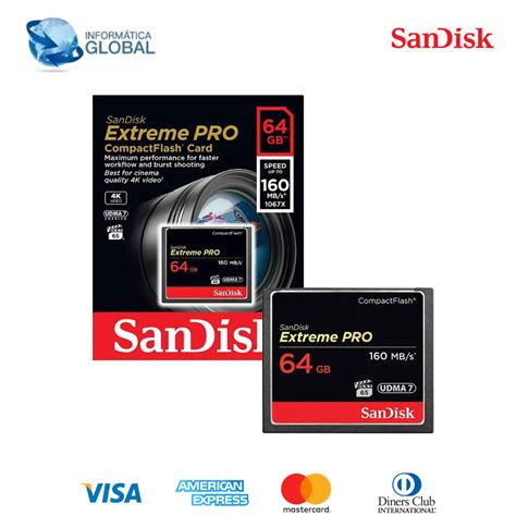 Tarjeta De Memoria Compact Flash 160 Mbs Sandisk Extreme Pro 64gb