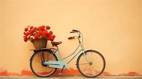 Premium AI Image | a bicycle with a basket of flowers on the front