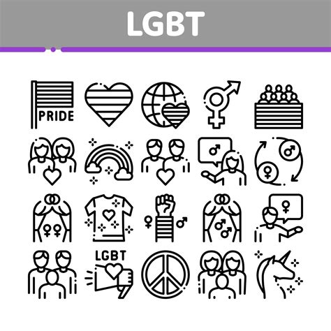 Lgbt Homosexual Gay Collection Icons Set Vector 17537551 Vector Art At