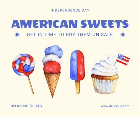 USA Independence Day Desserts Offer Online Facebook Post Template ...