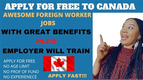 APPLY FOR FREE TO CANADA AWESOME FOREIGN WORKER JOBS WITH GREAT