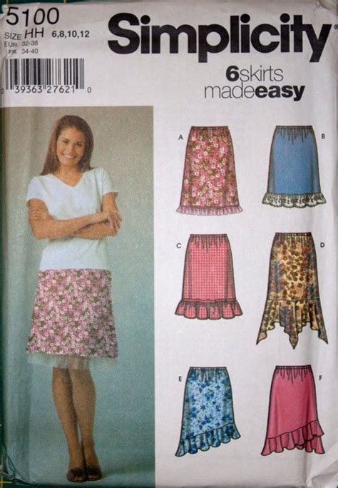 Simplicity 5100 Misses Pull On Skirts With Hemline Variations Size 6 12 Hip 32 36 Etsy