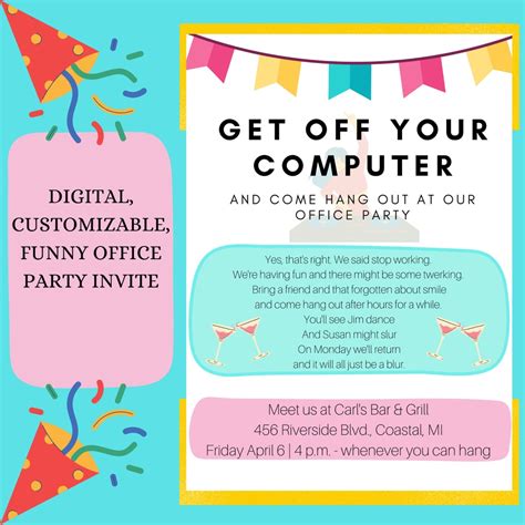 Office Party Invitation Work Party Funny Invitation Editable