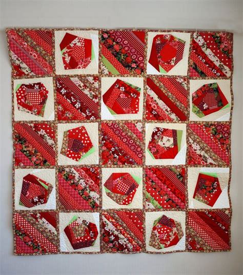 Red Patchwork Quilt Lap Quilt Single Bed Quilt Summer Etsy Patchwork Quilts Red And White