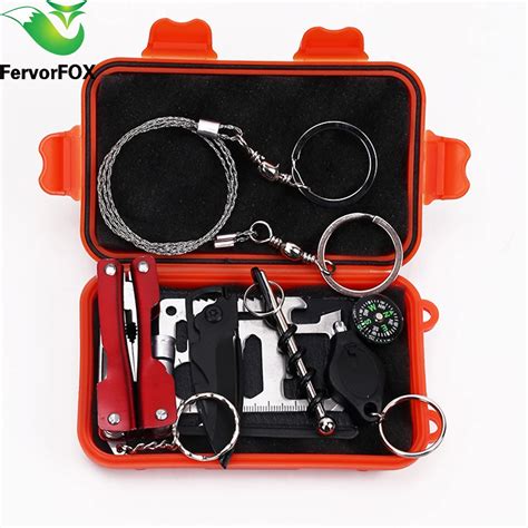 Set Outdoor Emergency Equipment Sos Kit First Aid Box Supplies Field