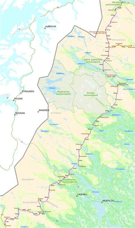 Wandelkaart Abisko Kebnekaise Kungsleden Norstedts