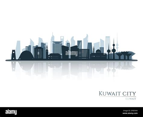 Kuwait City Skyline Silhouette With Reflection Landscape Kuwait City