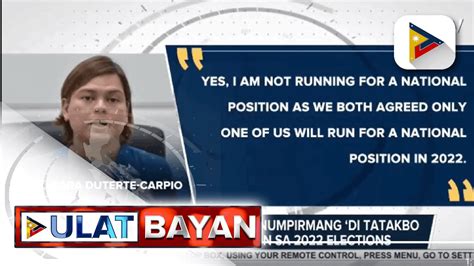 Mayor Sara Duterte Kinumpirmang ‘di Tatakbo Sa National Position Sa