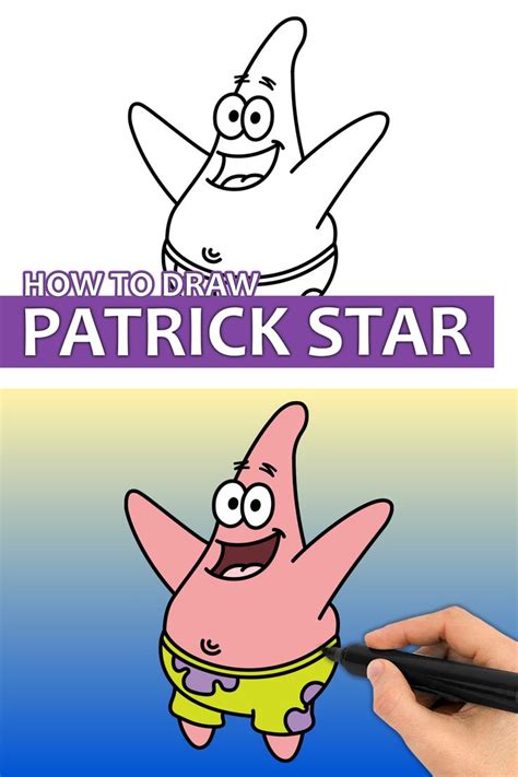 How To Draw Patrick Star From The Spongebob Movie With Colored Pencils