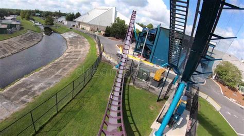 Terrific Mako Rollercoaster Experience At Seaworld Stock Footage