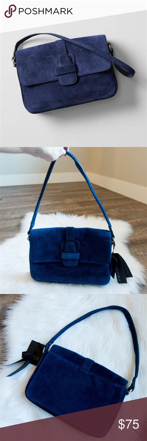 Banana Republic Blue Suede Shoulder Bag Limited Edition Banana Republic