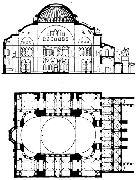 Qa200 A Section And Plan Of The Hagia Sophia Aya Sophia In