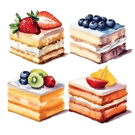 Vector De Pasteles Deliciosos Conjunto De Frutas Y Pasteles Vector De