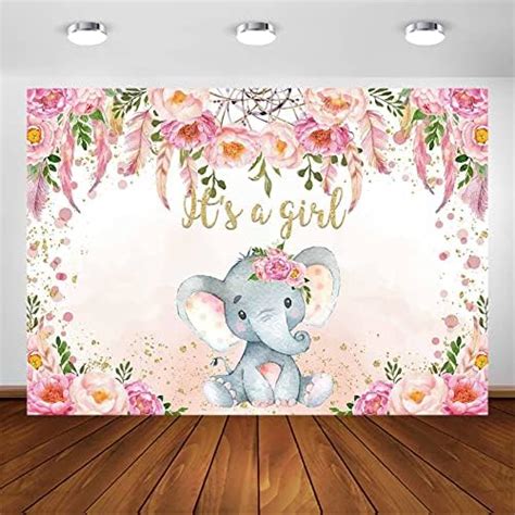 Amazon Avezano Pink Elephant Baby Shower Backdrop For Girl Sweet