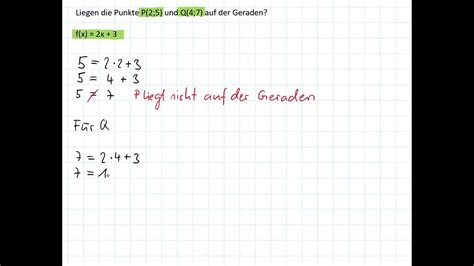 Lineare Funktion Punktprobe Liegt Der Gegebene Punkt Auf Der Geraden