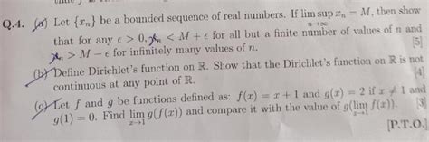 Solved Q A Let Xn Be A Bounded Sequence Of Real Chegg