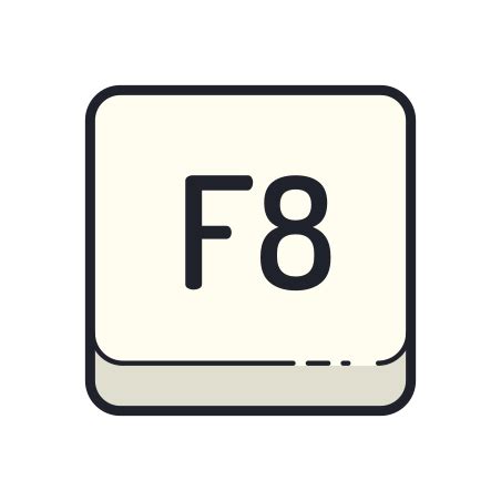 F Key Icon In Color Hand Drawn Style