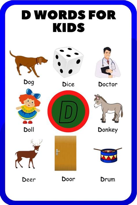 D Words For Kids Words That Start With D D Words Words From D D