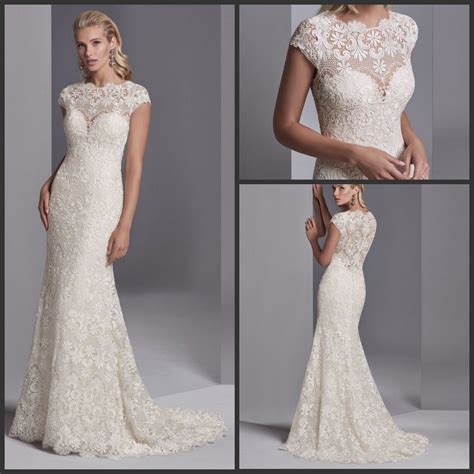 Lace Mermaid Wedding Dress With Cap Sleeves