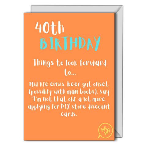 Personalised Cards And Ts Online 40th Birthday Card Look Forward Funny