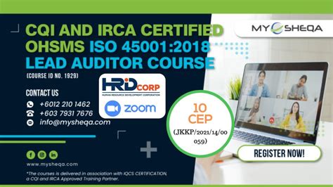 Iso 45001 Lead Auditor Course Mysheqa Safety And Health Traning Provider