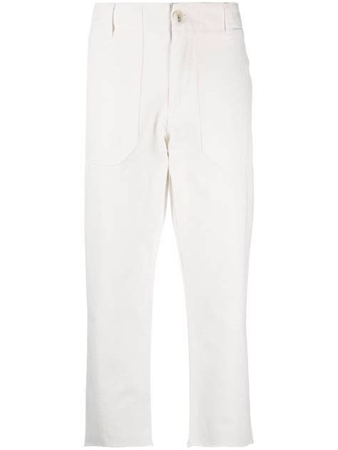 Zadig And Voltaire High Rise Cropped Trousers In White Modesens