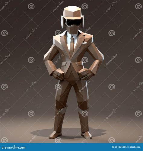 Geometric Minimalism: A 3d Character Study Of A Hat-wearing Man In