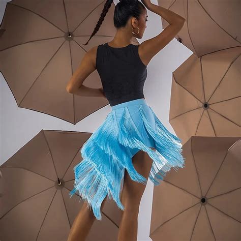 Saia De Dan A Latina Feminina Borlas De Camadas Franjas Samba Tango Sexy Performance De