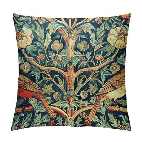 PRATYUS Green Chinoiserie Pillow Cover Blue And Yellow Floral Throw