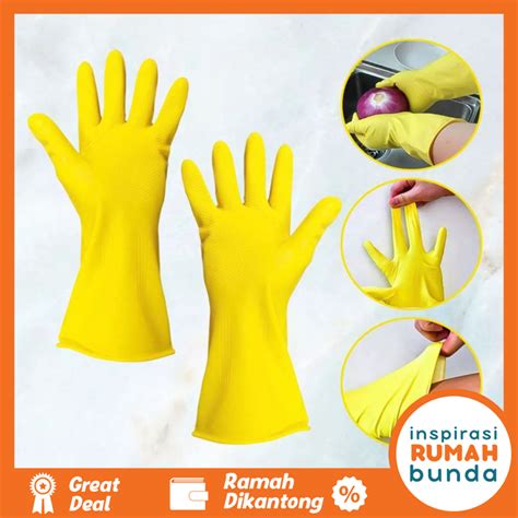 Jual Sarung Tangan Cuci Piring Berkebun Hand Gloves Latex Karet Food