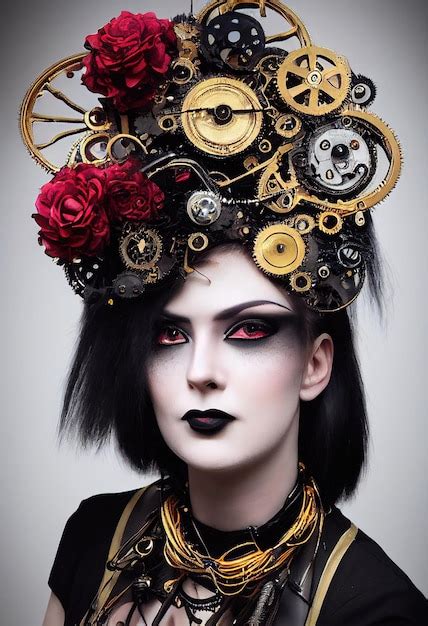 Premium Photo Portrait Of A Victorian Steampunk Robot With Beautiful