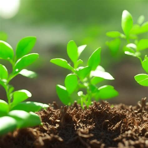 Premium Ai Image A Close Up Of Small Plants Growing In The Soil