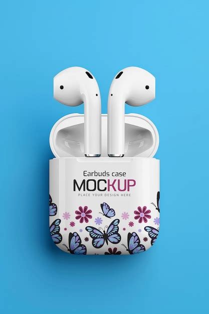 Premium Psd Airpods With Case Mockup