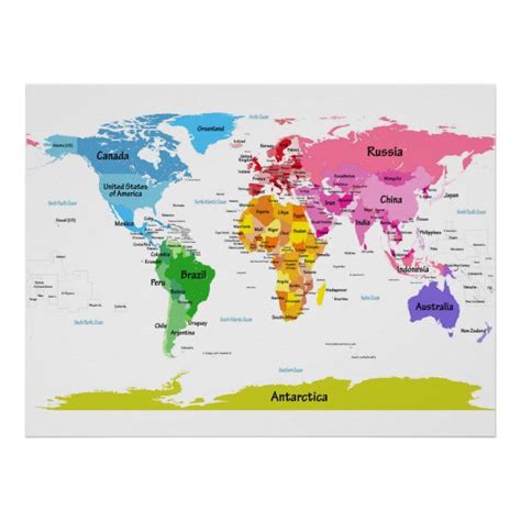 World Map Poster | Zazzle | World map poster, Map poster, Art poster design