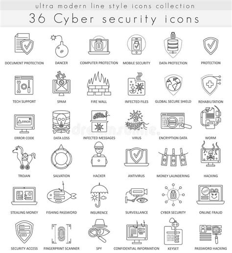 Vector Cyber Security Ultra Modern Color Outline Line Icons For Apps