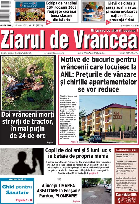 Prima Pagină A Ediției Print De Astăzi 12 Mai 2021