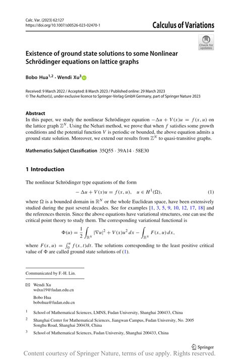 Existence Of Ground State Solutions To Some Nonlinear Schrödinger