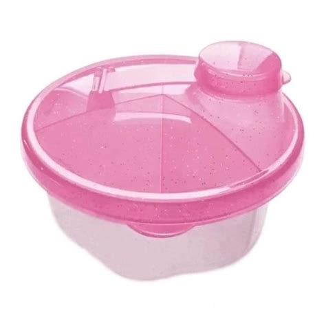 Porta Leite Em Pó - Porta Leite em Pó 250 Ml com 3 Divisorias Rosa - Murano - Dosadores ...