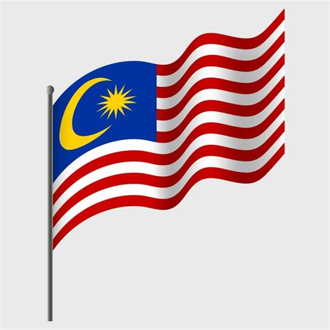 Waved Malaysia Flag Malaysian Flag On Flagpole Vector Emblem Of Malaysia 30200659 Vector Art