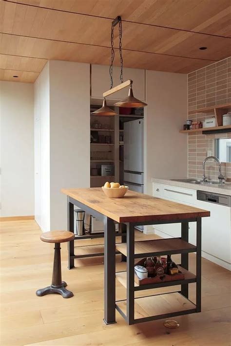 Isla De Cocina Estilo Industrial Madera Maciza X Cm Kitchen