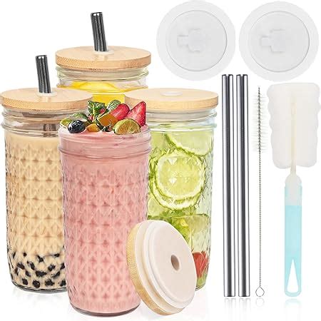 UHAPEER Bubble Tea Becher Mit Deckel Und Strohhalm Trinkbecher 730ml