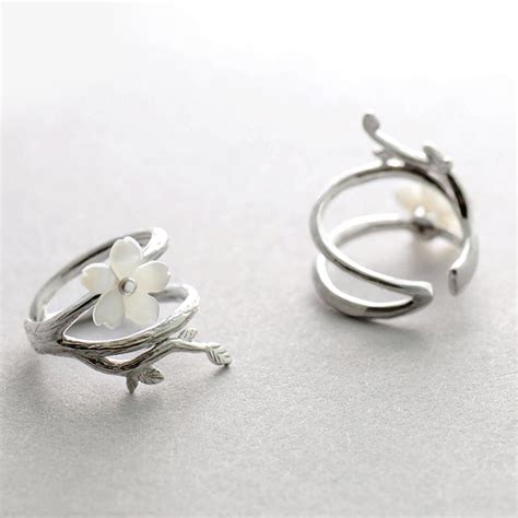 Womens Flower Sterling Silver Cartilage Earrings Clip On Earrings For