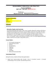 Fall Syllabus Mgt Faculty Copy Draft Docx Management