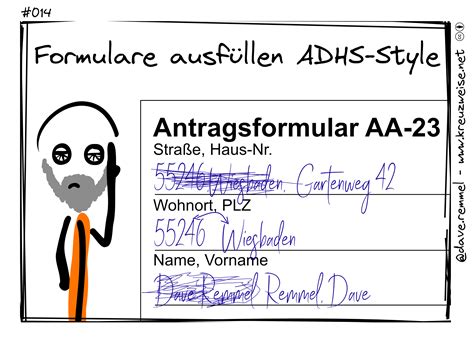 ADHS Comics 014 FormularE ausfüllen mit ADHS Kreuzweise der