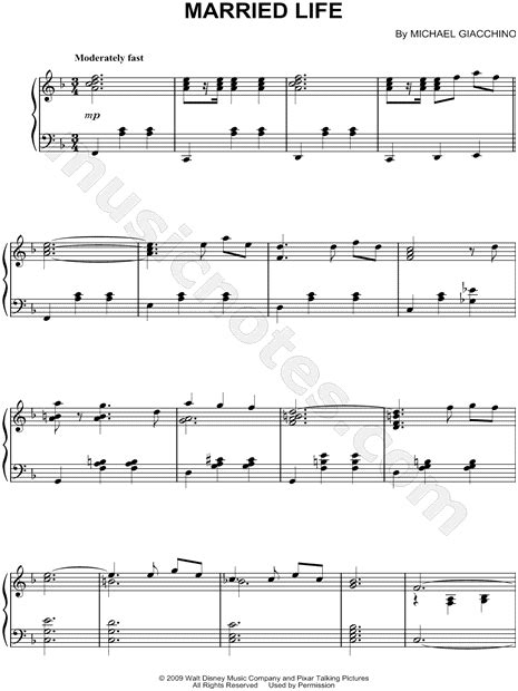 Married Life From Up Sheet Music Piano Solo In F Major