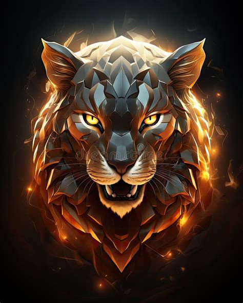 A Stylized Image Of A Tiger S Head With Glowing Eyes Generative Ai