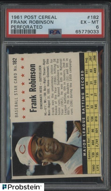 Post Cereal Frank Robinson Cincinnati Reds Hof Psa Ex Mt Ebay