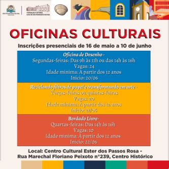 Fundação Cultural abre inscrições para oficinas culturais gratuitas