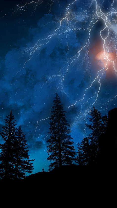 Lightning Dark Blue Wallpaper, Blue Aesthetic Dark, Storm, 50% OFF